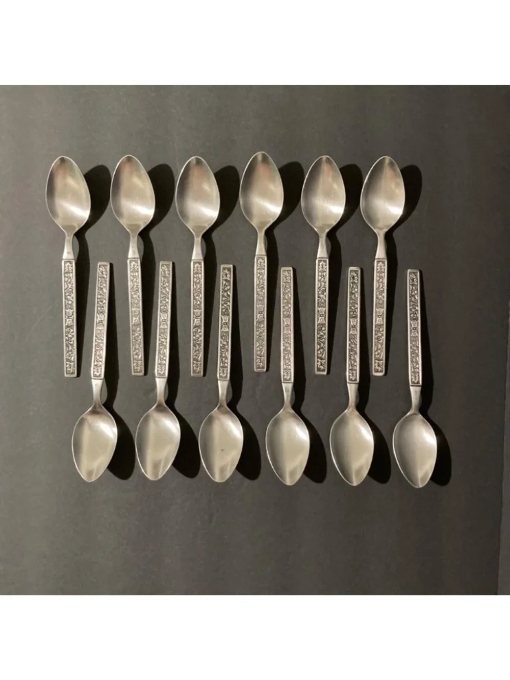 Set of 12 Vintage La Costa Pattern MCM Spoons Flatware By Stanley Roberts
